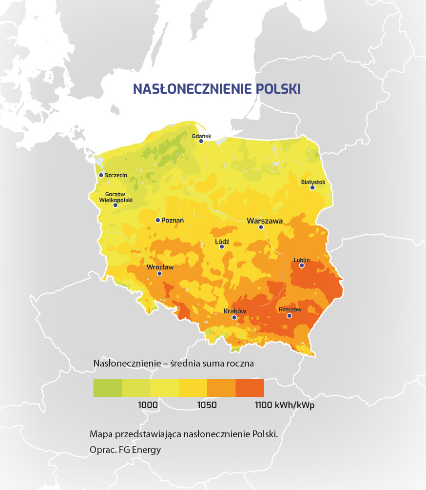 Nasłonecznienie Polski mapa